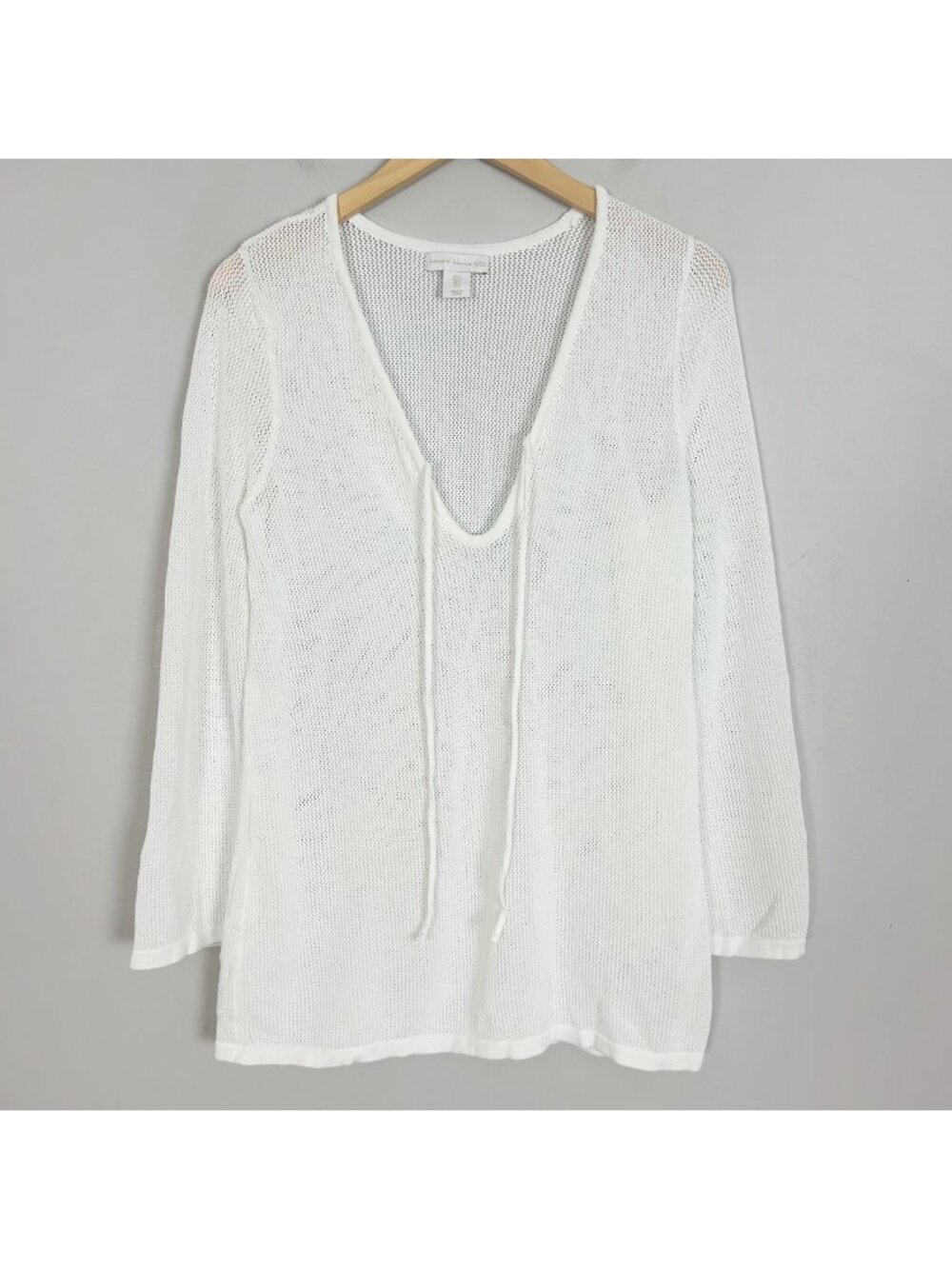 House of Harlow White Crochet Knit Cover Up Sweater Swim Beach Size Large Womens